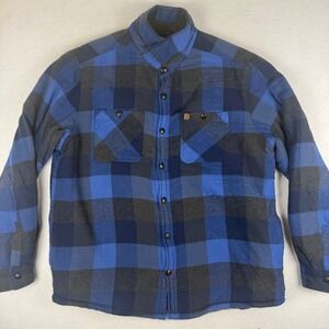 Coleman Mens Blue Black Buffalo Plaid Sherpa Lined Flannel Shirt Jacket XL